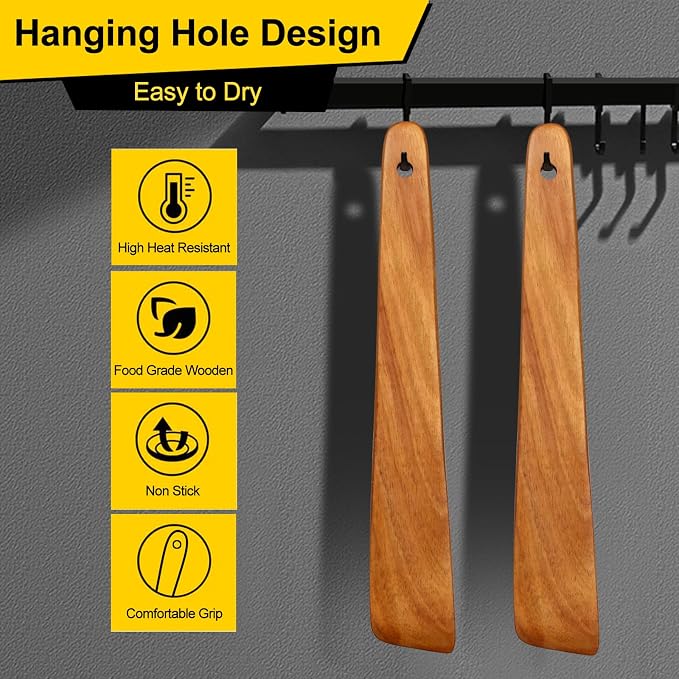 Flat Wooden Spatula for Kitchen Utensil Spurtle Kitchen Tool Turner Teak Wood - Image 4