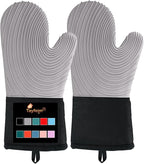 Silicone Oven Mitts-13.6 in Extended Oven Mitts Heat Resistant 500F, Oven Gloves by Tayfeim