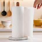 Acacia Wood & Marble Paper Towel Holder – Freestanding Paper Towel Holder - Image 4