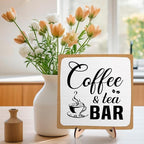 Rustic Coffee & Tea Bar Decor Sign, Funny Wooden Plaque - Image 3