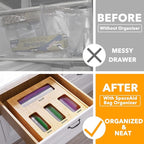 SpaceAid Bag Storage Organizer for Kitchen Drawer, Bamboo Organizer, Compatible - Image 2