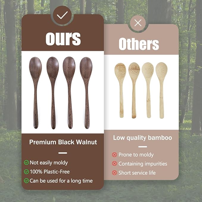 4 Pcs Small Black Walnut Wood Spoons - Image 6