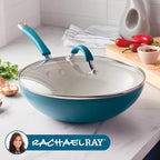 Rachael Ray Cucina Ceramic Nonstick Stir Fry Pan and Lid, 11 Inch Non Stick Wok - Image 7