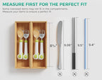 Bamboo Kitchen Drawer Organizer Boxes – 9" x 3" Stackable Wood Silverware - Image 3