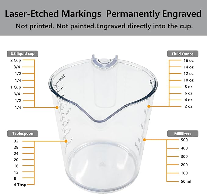 1 Cup Measuring Cup, Laser-Etched oz/cup/mL/Tbsp, Small Plastic Measuring Cup - Image 6