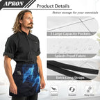 Server Apron with 3 Pockets, Waterproof Oil Waitress Waiter Half Apron - Image 6