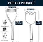 18/0 Stainless Steel Potato Mashers, 10.7-in Kitchen Masher Tool - Image 4