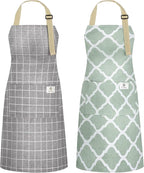 NLUS 2 Pack Kitchen Cooking Aprons, Adjustable Bib Waterproof Chef Apron by NLUS