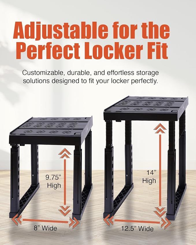 Piffny Locker Organizer Shelf, Adjustable Width and Height, 2 Pack, Ideal - Image 2