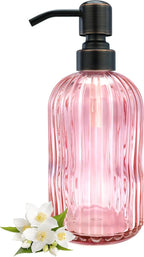 16 OZ Pink Glass Soap Dispenser by LEETCPHOME