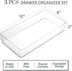 STORi SimpleSort 3-Piece Stackable Clear Drawer Organizer Set | 12" x 6" x 2" - Image 2