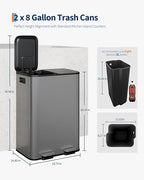 GarveeHome 2 x 8 gal Stainless Steel Double Trash Can - Image 6