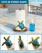 Green Turtle Paper Towel Holder, Coastal Beach Ocean Home Decor - Image 3