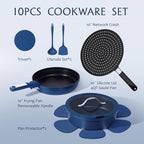 CAROTE 10-Piece Pots and Pans Set, Nonstick Cookware Set Detachable Handle - Image 2