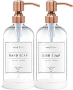 Vine Creations Clear Glass Soap Dispenser, 2 Pack Kitchen Soap Dispenser Set by VineCreations