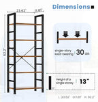 DUMOS 5 Tiers Bookshelf, Classical Modern Book Shelf, Tall Display Shelves in - Image 3