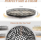 Black and White Kitchen Lazy Susan Turntable – Checkered Round Decorative Tray - Image 6