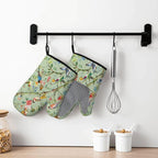 Bird Oven Mitts and Pot Holders Sets 3PCS, Floral Botanical Print Silicone Oven - Image 6