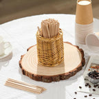 Wood Rattan Coffee Stirrer Holder Set - Image 7