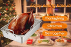 TeamFar Stainless Steel Roasting Pan, 16 Inch Large Turkey Roaster Lasagna Pan - Image 7