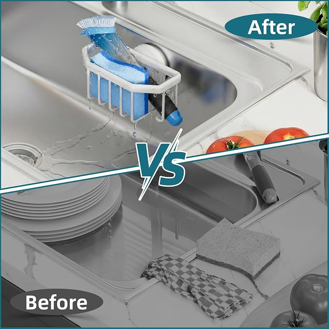 TAILI Sink Caddy with Strong Suction Cup, Sponge Holder - Image 8