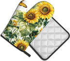 Sunflower Oven Mitts and Pot Holders Spring Summer Kitchen Accessories Set of 2 - Image 2