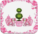 Pink Chinoiserie Dish Drying Mat by Unknown