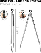Anaeat Extra Long Stainless Steel Grilling Locking Tong, Cooking - Image 6