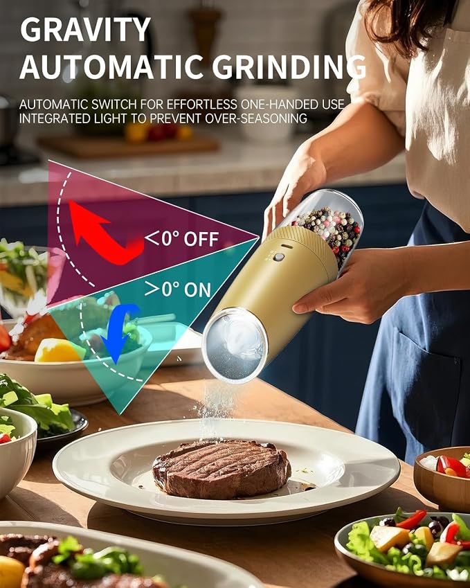 CIRCLE JOY Gravity Electric Salt and Pepper Grinder Set - Image 5
