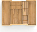 Bamboo Kitchen Drawer Organizer, Expandable Silverware Organizer - Image 2