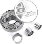 12 Pieces Round Cookie Biscuit Cutter Set, Graduated Circle Pastry Cutters by BUKUWA