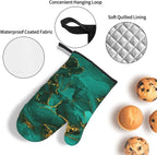 Turquoise Marble Oven Mitts and Pot Holders Sets of 3 Emerald Dark Green Hot - Image 5