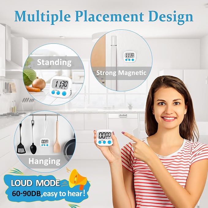 ZILLEEN 6 Pack Kitchen Timers for Cooking Digital Classroom Timers for Kids - Image 2