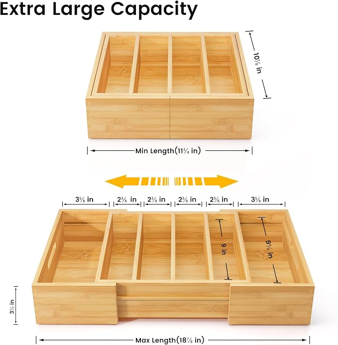 Kiasthome Expandable Bamboo Lid Organizers Inside Cabinet, Kitchen Cabinet - Image 2