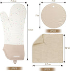 Extra Long Oven Mitts and Potholders 6Pcs Set, 500°F Heat Resistant Kitchen - Image 2