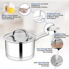 TeamFar Saucepan, 3 qt Stainless Steel Sauce Milk Pan & Lid - Image 3