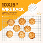 2 PCS Cooling Racks for Cooking and Baking, 15x10 Inches Stainless Steel - Image 2