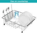 iPEGTOP Expandable Dish Drying Rack Over Sink, Rustproof Stainless Steel Basket - Image 3