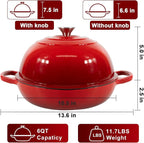 AHJ 6QT Dutch Oven For Bread Baking, Enameled Cast Iron Dutch Oven Pot - Image 2