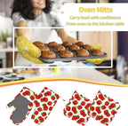 Cute Strawberry Oven Mitts Strawberries Pot Holders Cooking Apron Set of 5 - Image 7