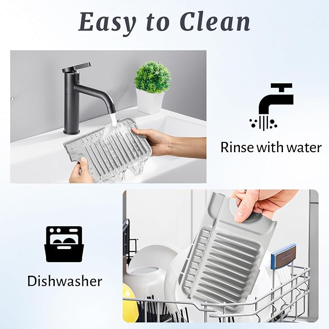PoYang 24 inch Faucet Mat for Kitchen Sink Splash Guard, 7° Slope Silicone Sink - Image 9