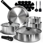 CAROTE Pots and Pans Set, Stainless Steel Cookware Set Detachable Handle by CAROTE