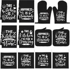 12 Pcs Farmhouse Kitchen Decor and Accessories Sets 4 Black Kitchen Towels 4 by Bencailor