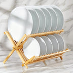 RoyalHouse Premium Natural Bamboo Dish Rack, Collapsible Dish Drainer, Foldable - Image 3