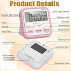 Leumoi 6 Pcs Digital Kitchen Timer 24 Hour Clock and Alarm Function Timer - Image 3