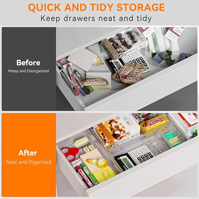 Criusia 12 Pack Large Clear Plastic Drawer Organizer Trays | MULTI-USE Acrylic - Image 6