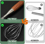 Stainless Steel Whisk for Cooking Wooden Handle Kitchen Non Stick Balloon Wire - Image 3