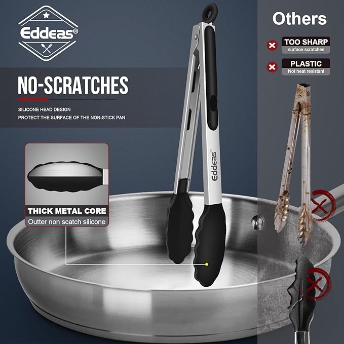 Eddeas Kitchen Tongs with Silicone Tips, Tongs - Image 3