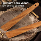 2 Pcs Teak Wood Spatula Set Non Toxic Cooking Utensils Spurtle Kitchen Tools - Image 6
