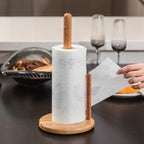 14" Acacia Wooden Paper Towel Holder, 6.7" Large Heavy Base Wooden Kitchen - Image 6